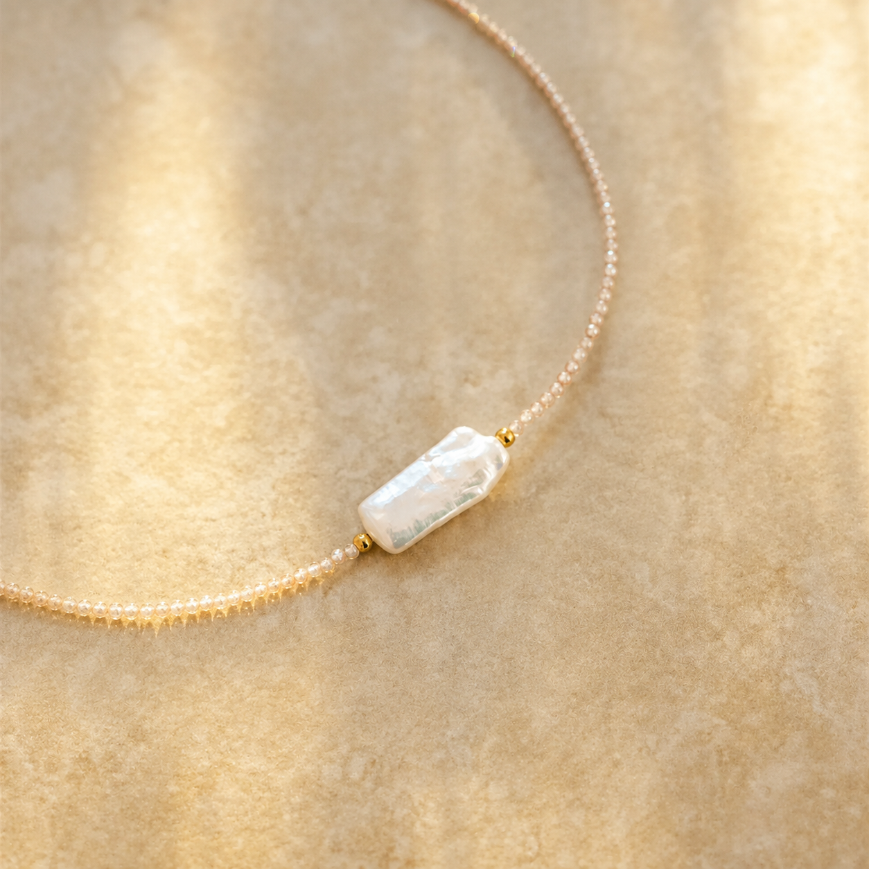Koa Necklace (Rectangle Pearl) by Indigo & Wolfe