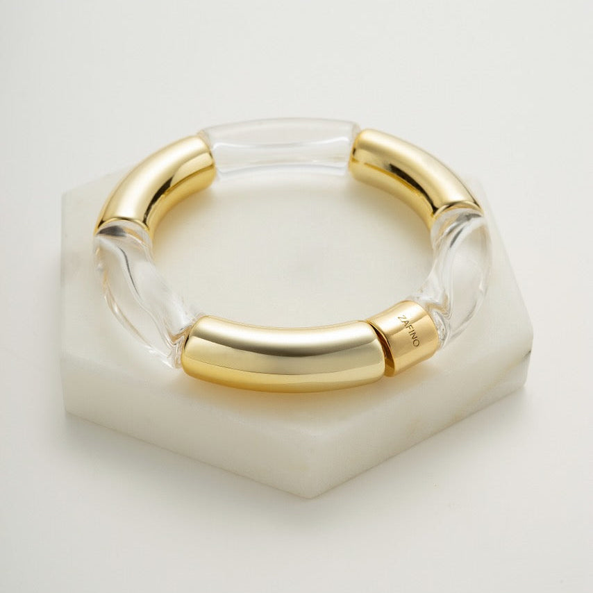 Tube Bangle (Gold/Clear) by Zafino