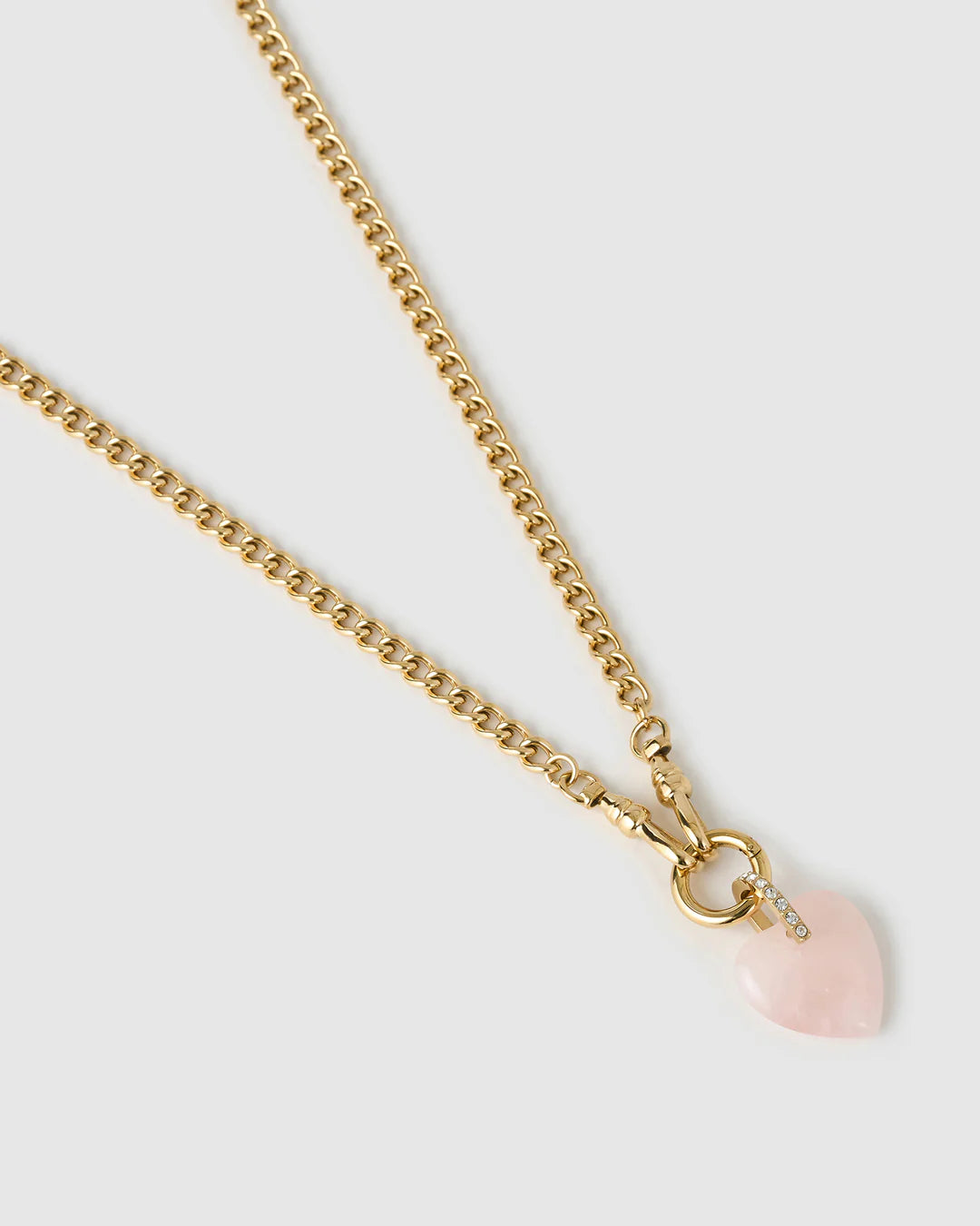 Violet Heart Gold Necklace - Rose Quartz by Arms of Eve