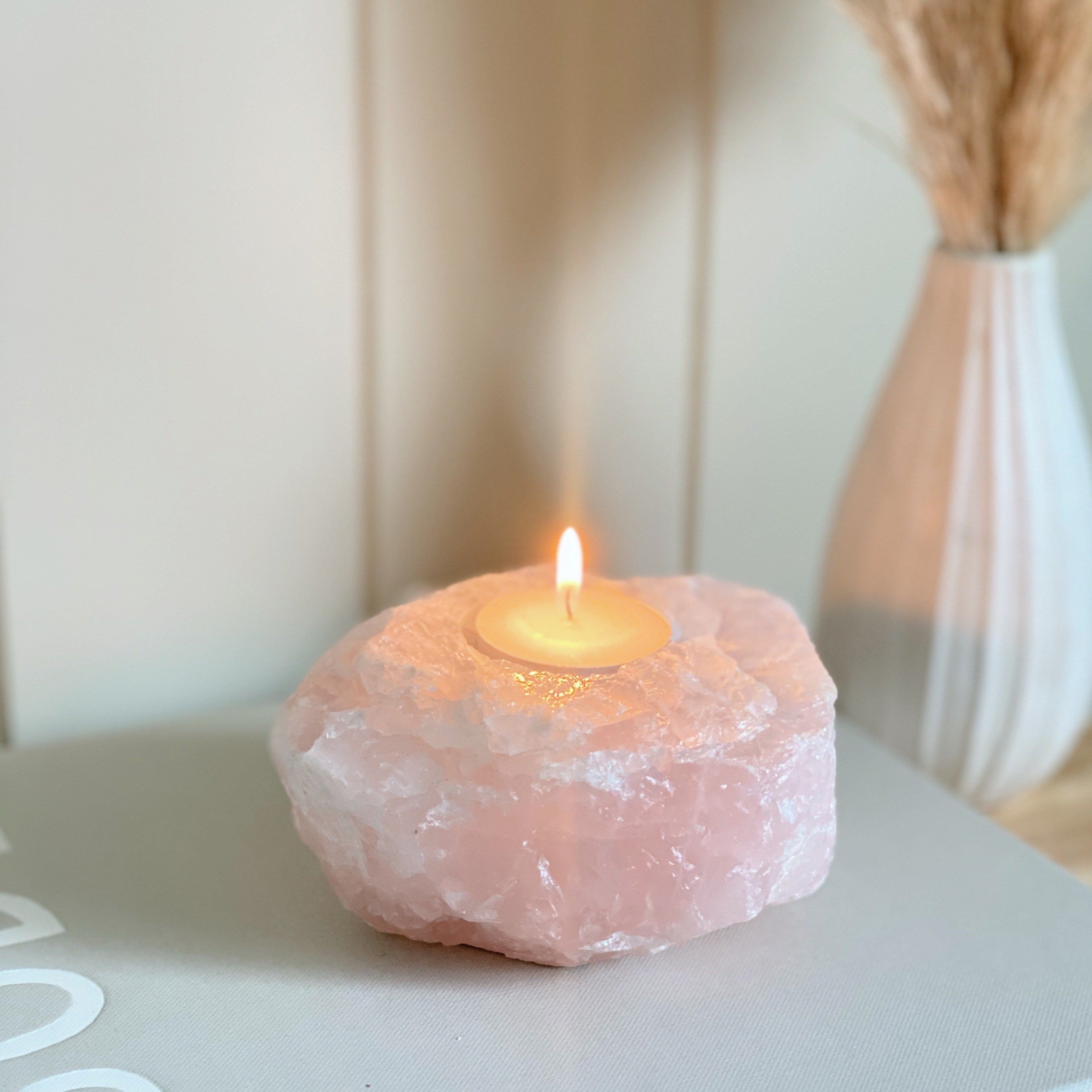 Rose Quartz Candle Holder