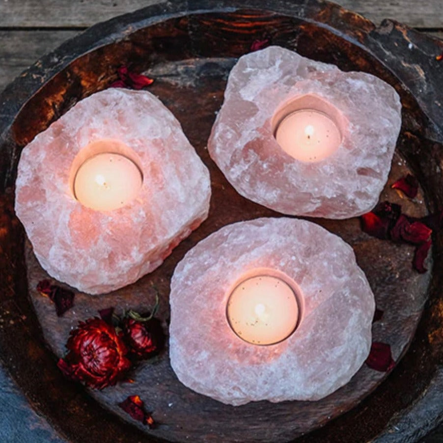 Rose Quartz Candle Holder