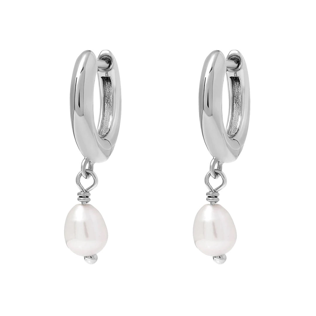 Delicate Pearl Huggies / Silver or Gold