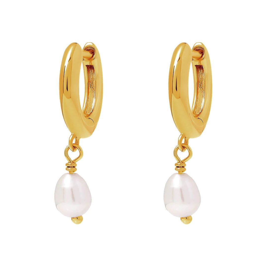Delicate Pearl Huggies / Silver or Gold