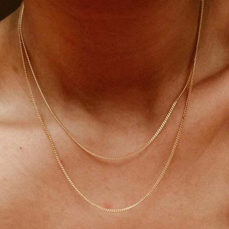 Singapore & Cuban Chain Necklaces - 18k Gold Filled