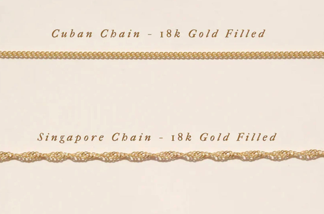 Singapore & Cuban Chain Necklaces - 18k Gold Filled