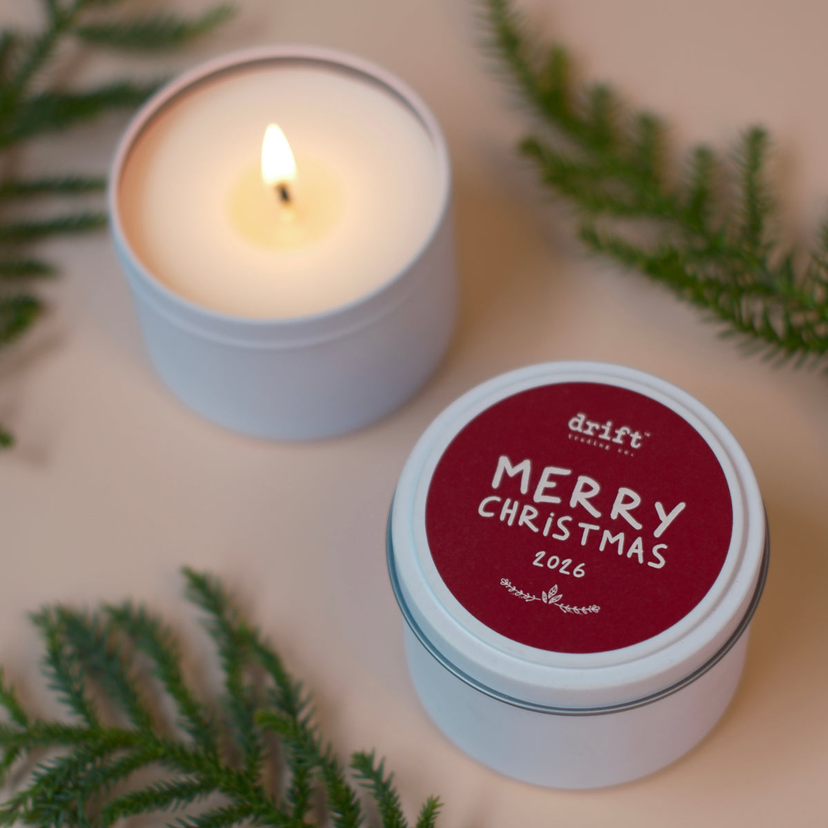 'MERRY CHRISTMAS' - Travel Tin Candle