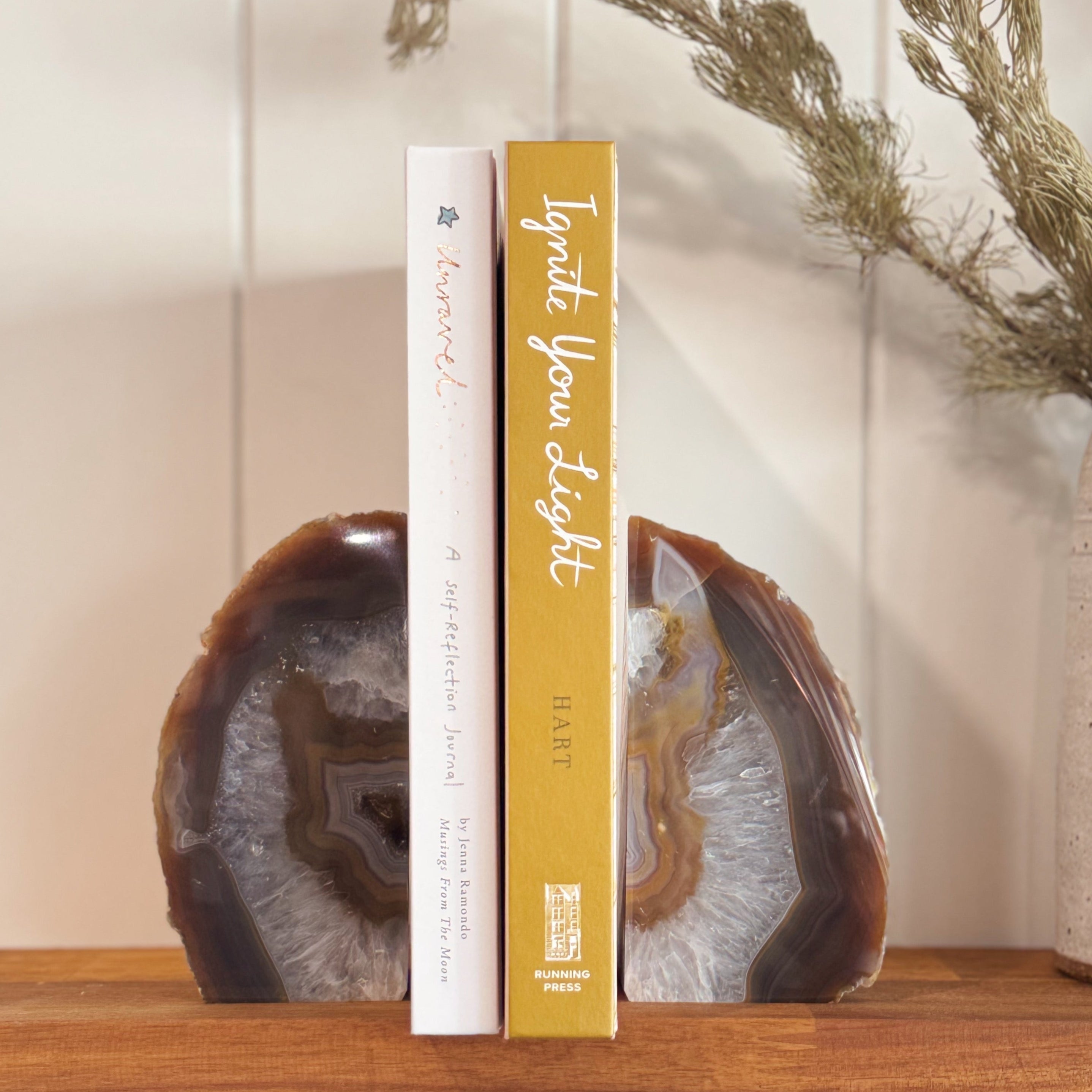 Agate bookends - Medium - Brown/Clear Quartz