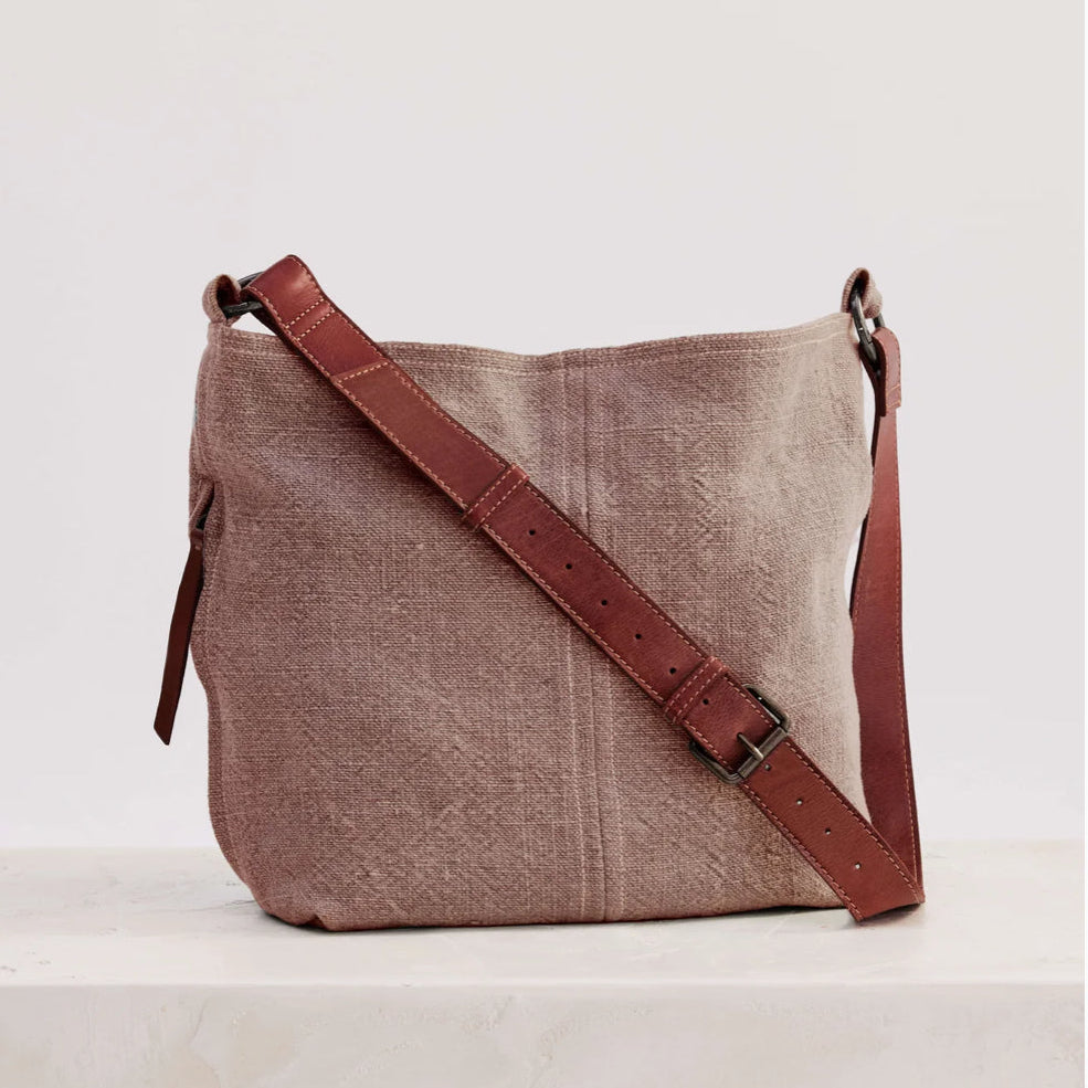 Jute Bag (Rosewood) with Leather Strap by Juju & Co