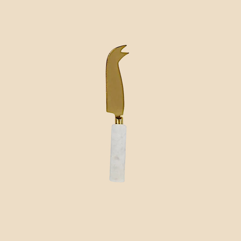 Eli Marble Cheese Knife (White/Gold)