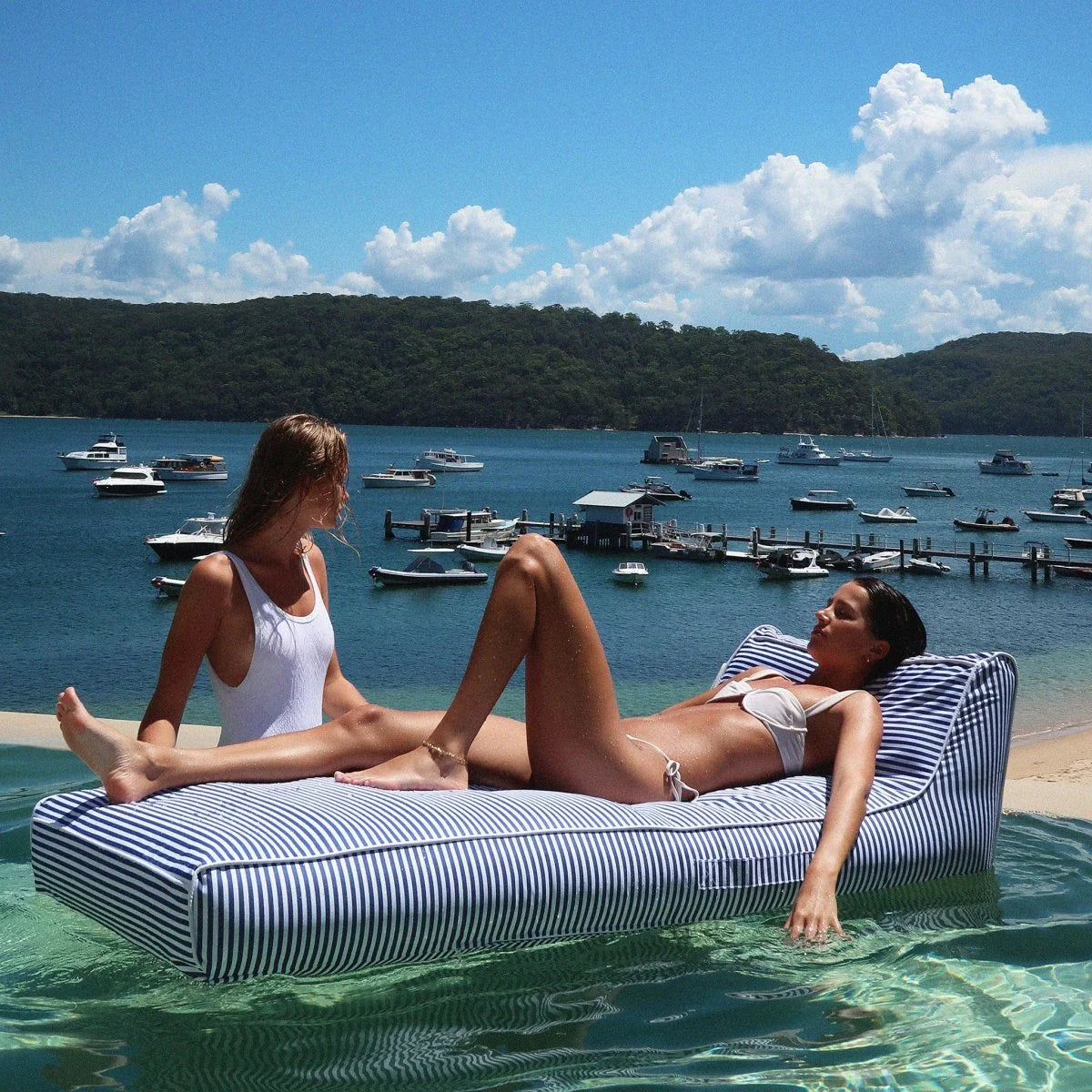 Luxe Lie-On Lounger - Navy Stripe (Sunnylife) - PICK UP ONLY