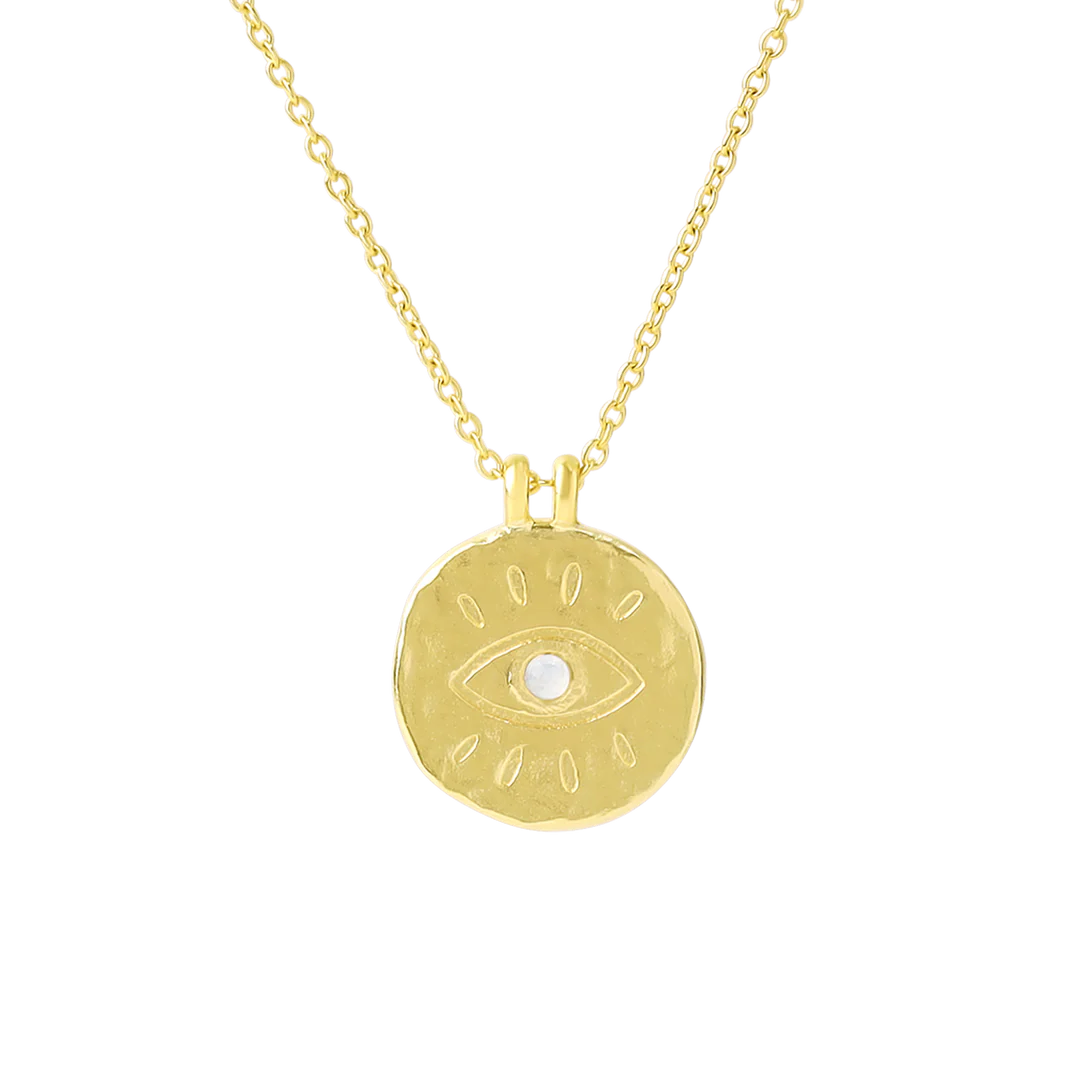 All Seeing Eye Necklace by Midsummer Star - Gold / Moonstone