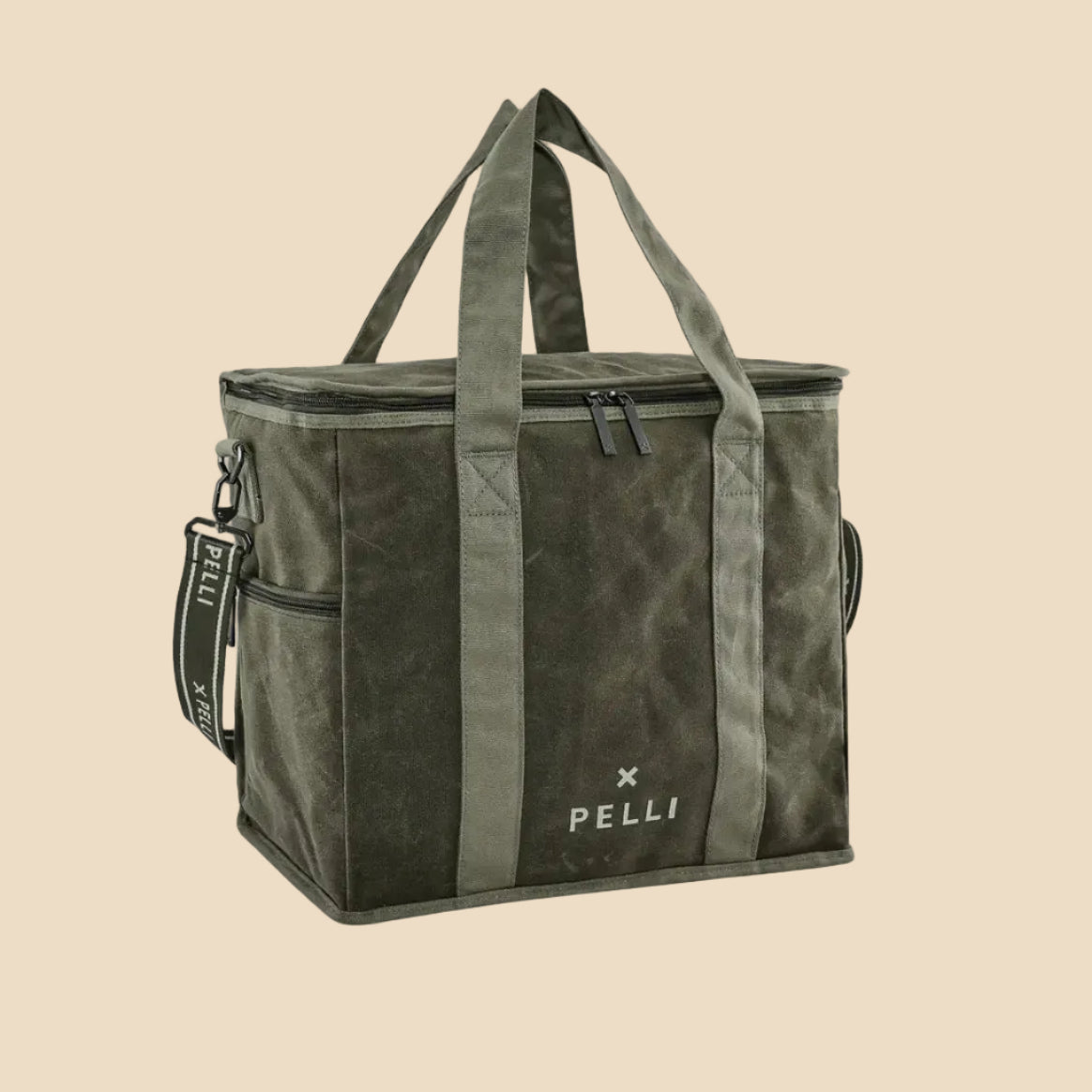 Chill Homie Crossbody - Waxed Canvas Large Cooler Bag with Shoulder Strap (Burnt Olive Green)