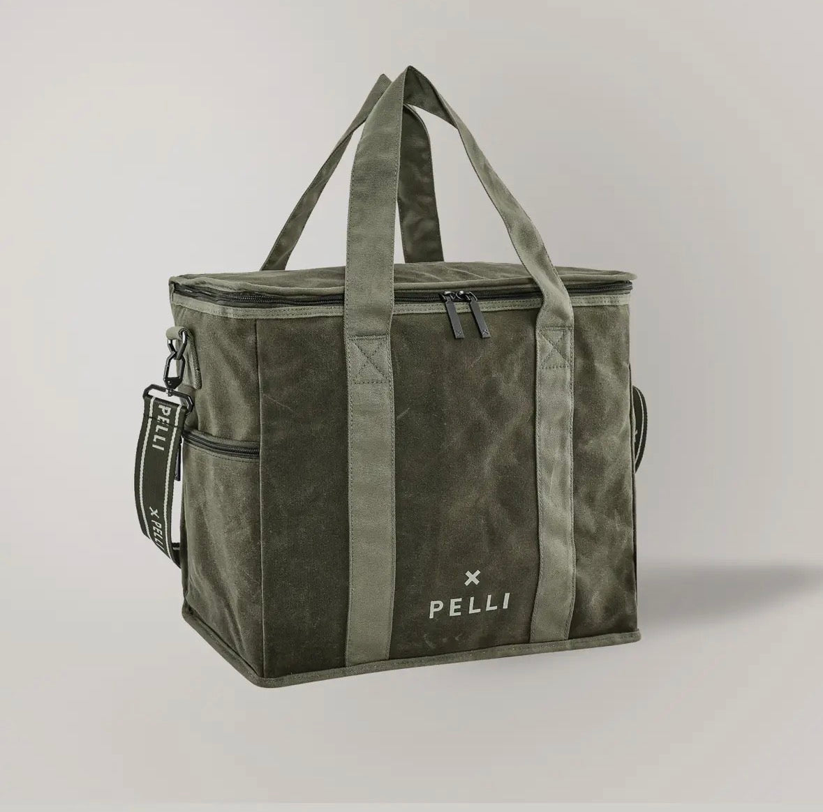 Chill Homie Crossbody - Waxed Canvas Large Cooler Bag with Shoulder Strap (Burnt Olive Green)