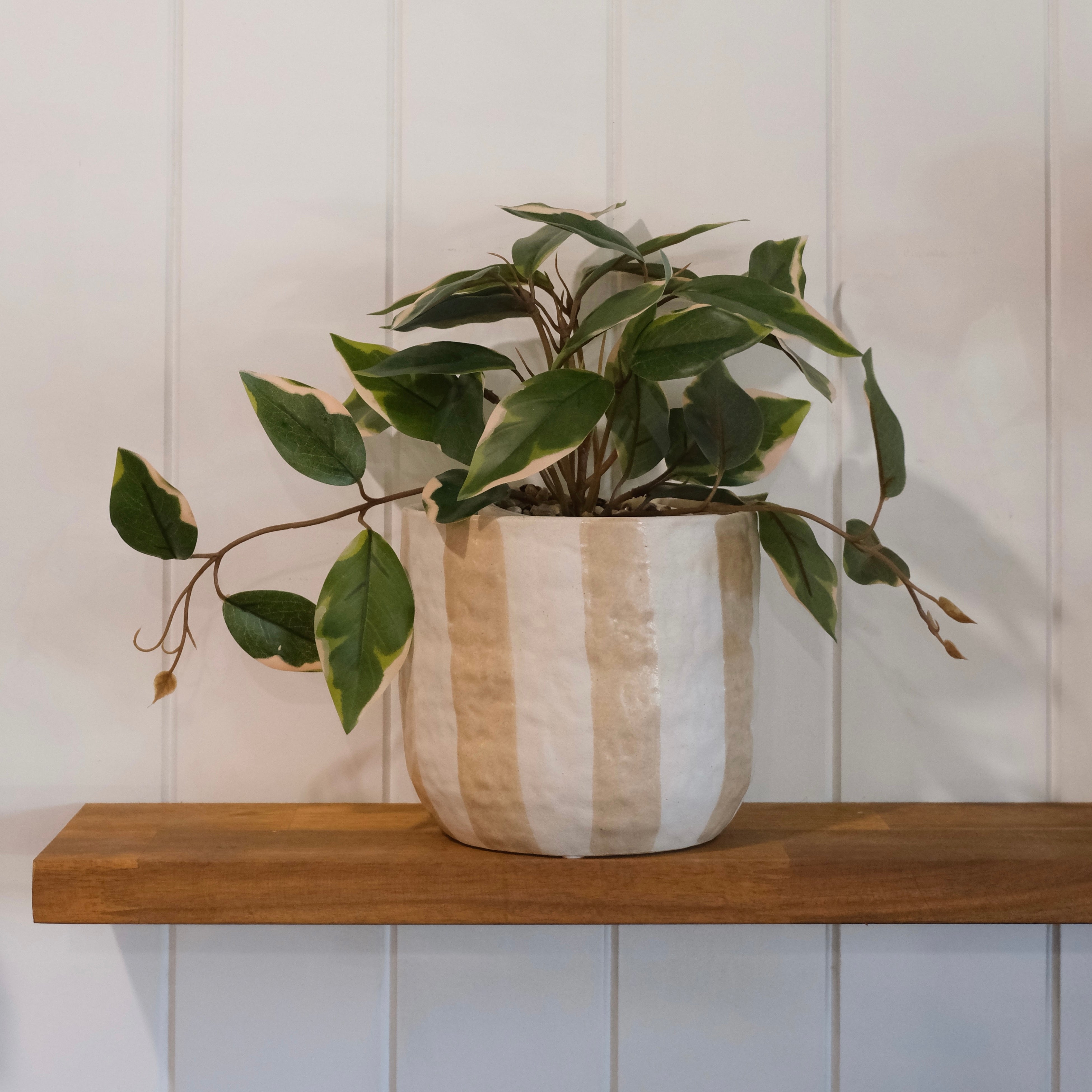 Rayas Ceramic Planter – Taupe 15 x 13.5cm