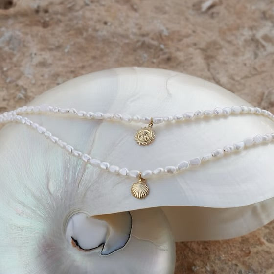 Freshwater Pearl Necklace (Gold) by Sea Soul