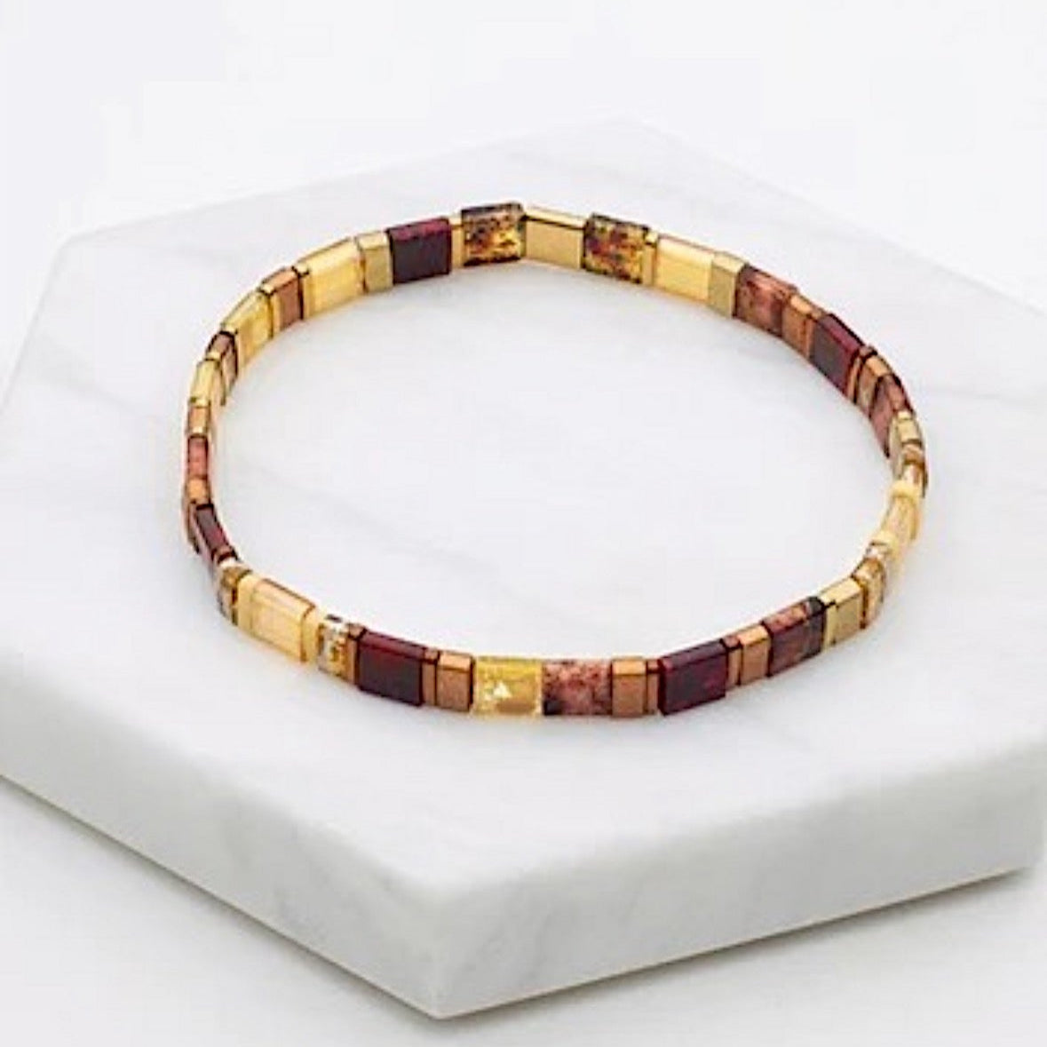 Tile Bracelet (Burnt Amber) by Zafino