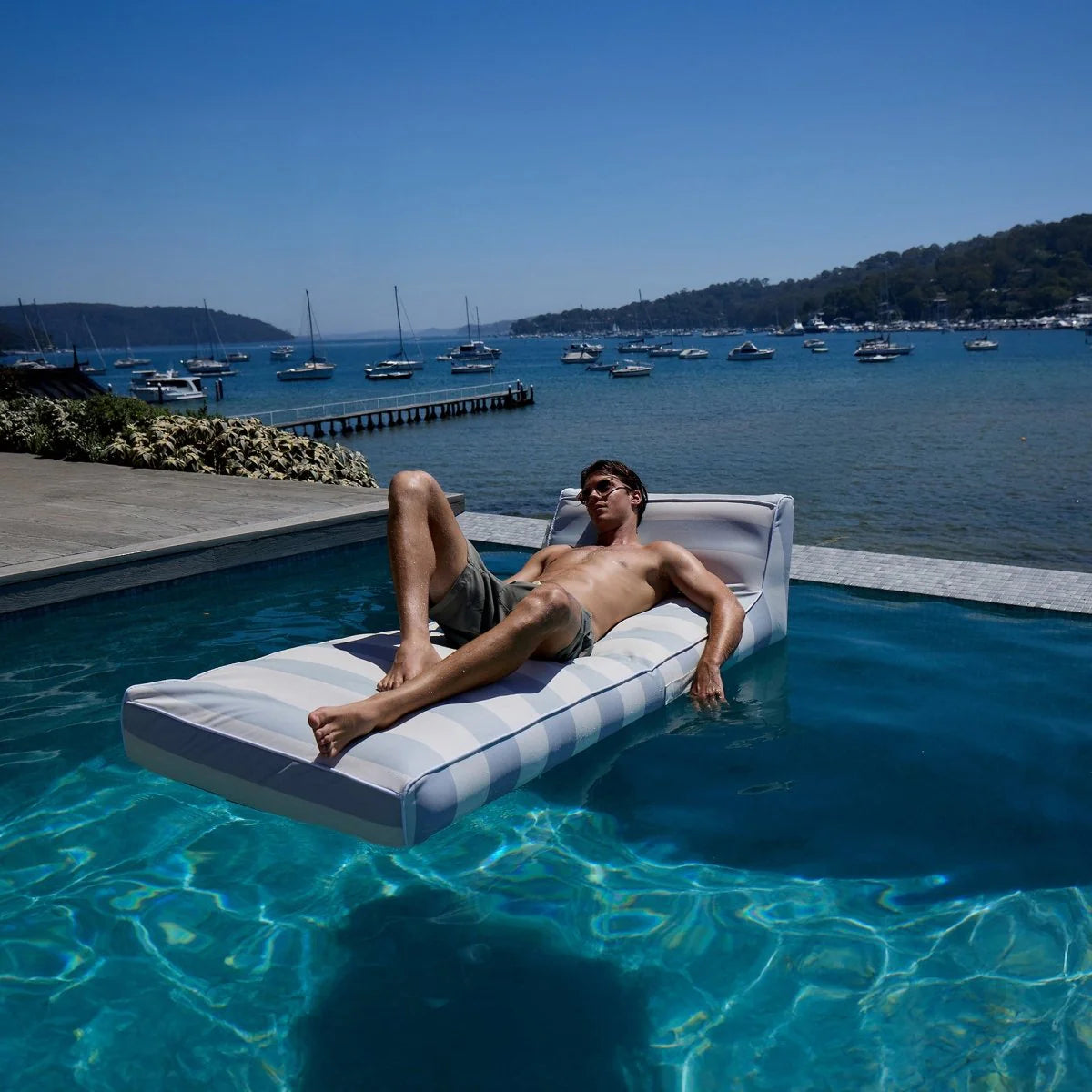 Luxe Lie-On Lounger - Blue Stripe (Sunnylife) - PICK UP ONLY