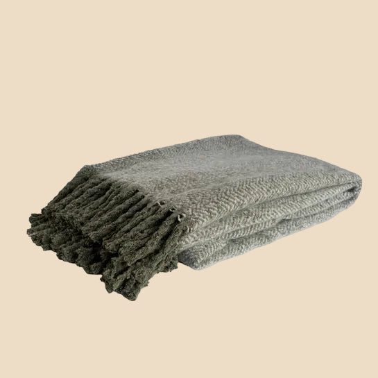 Alba Faux Mohair Throw – Sage Green