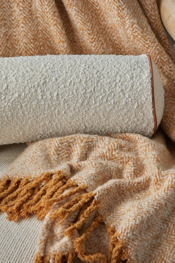 Alba Faux Mohair Throw – Caramel & Rust