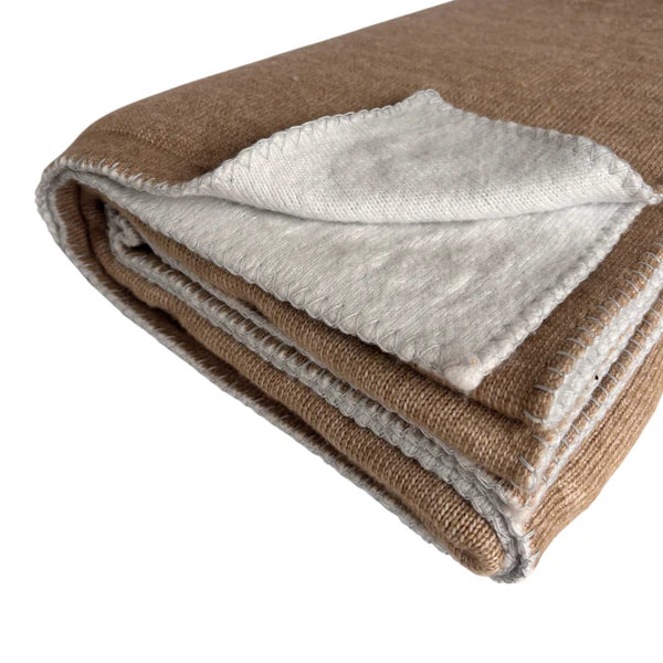 Atelier Blanket Throw – Caramel & White