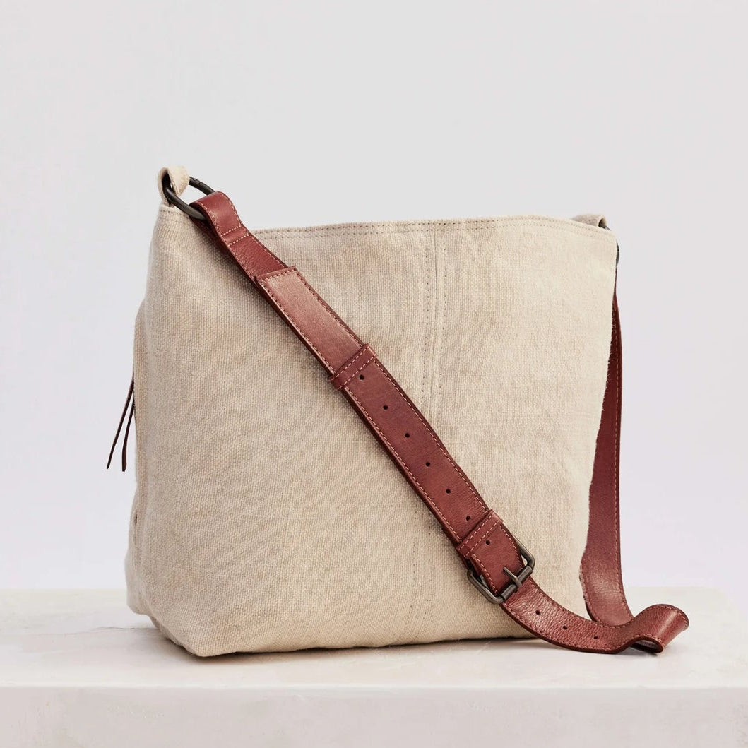 Jute Bag (Natural) with Leather Strap by Juju & Co