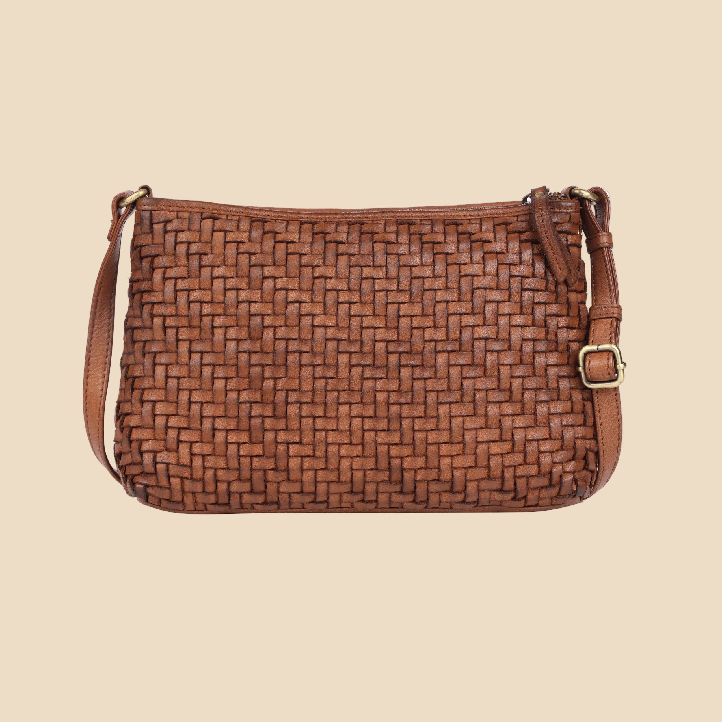 Bendigo Woven Leather Bag - Oak