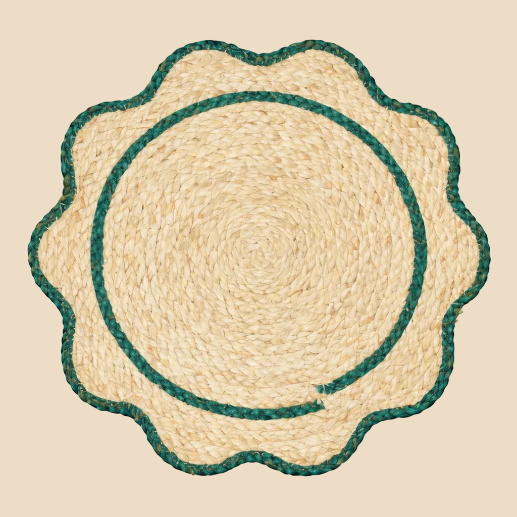 Wave Edge Placemat (Natural / Emerald)