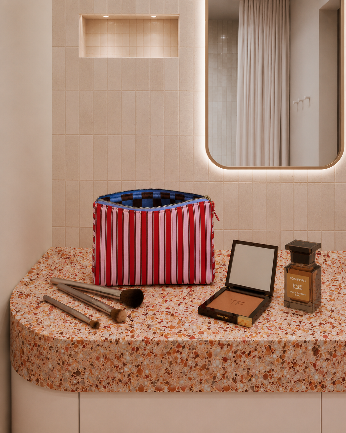 Loco Living Fabric Cosmetic Bag - Cherry Stripe