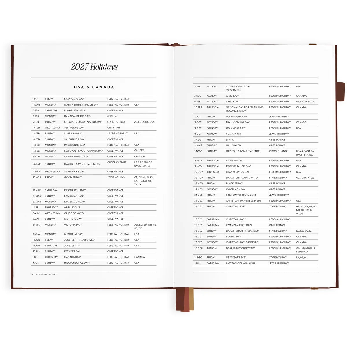 Fox & Fallow 2027 A5 Vertical Planner - Chocolate