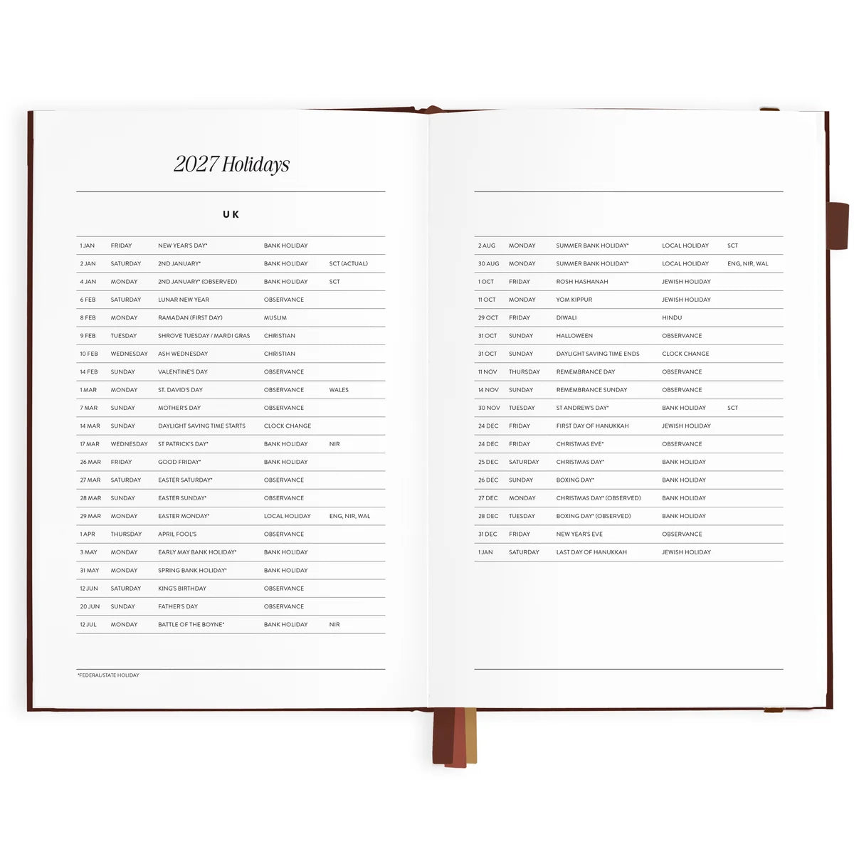 Fox & Fallow 2027 A5 Vertical Planner - Chocolate