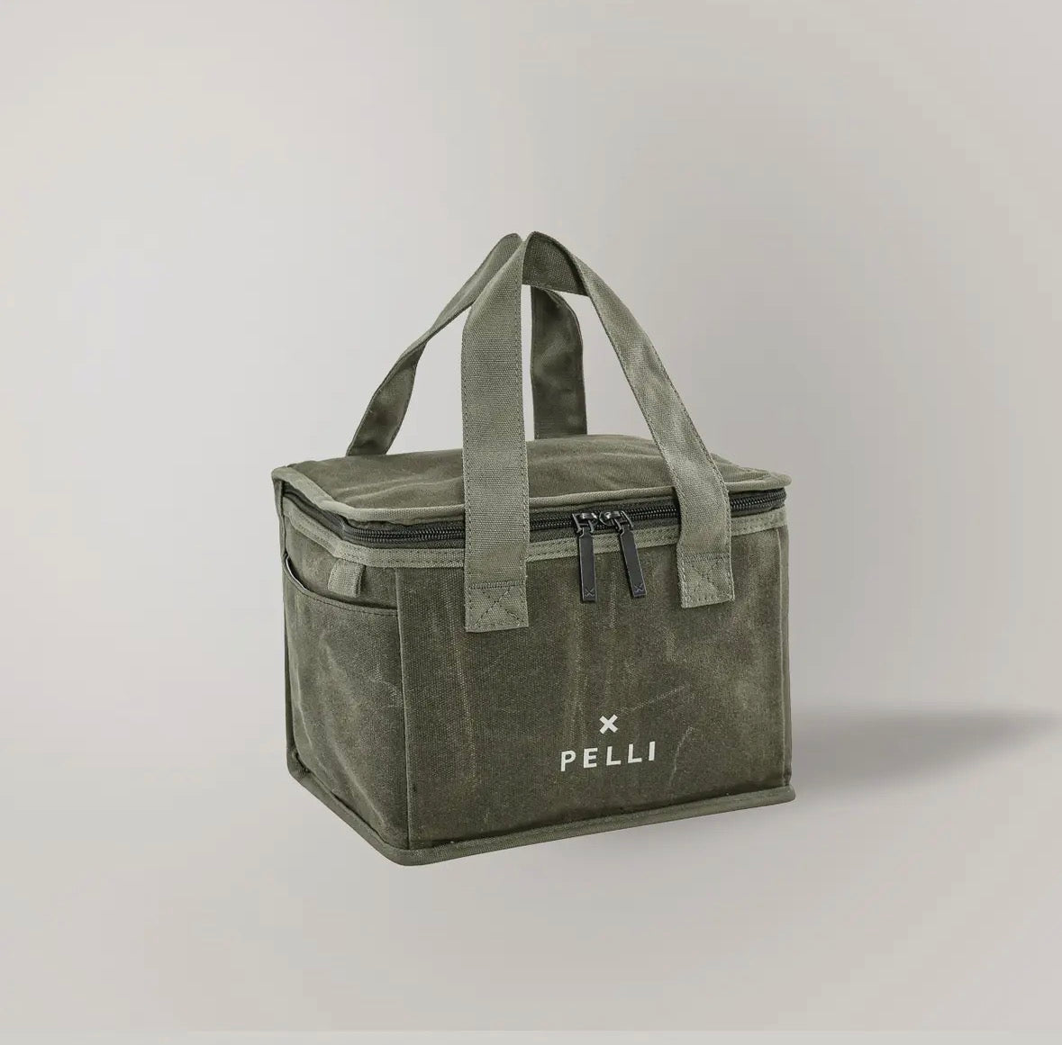 Lunch Squared Waxed Canvas Square Lunch Bag - Burnt Olive Green