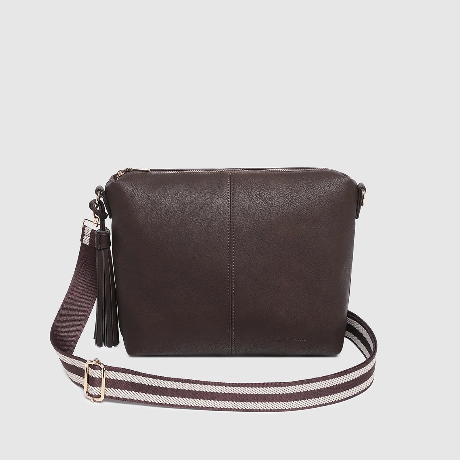 Daisy Stripe Crossbody Bag (Chocolate) by Louenhide