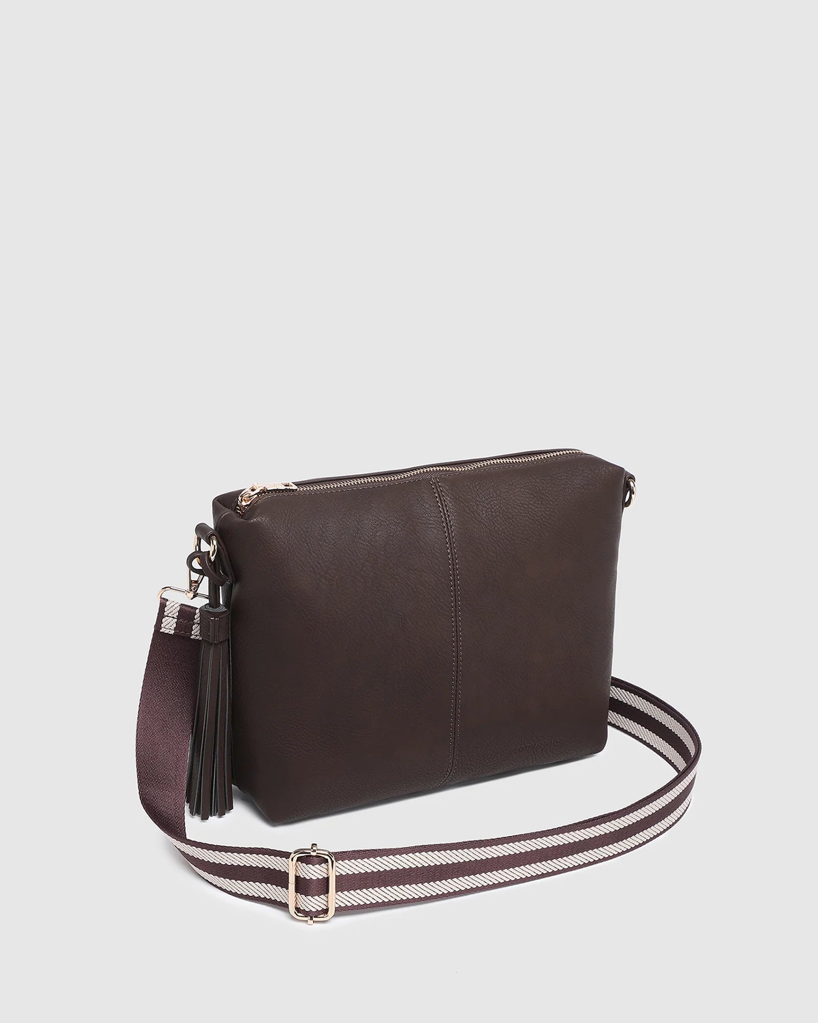 Daisy Stripe Crossbody Bag (Chocolate) by Louenhide