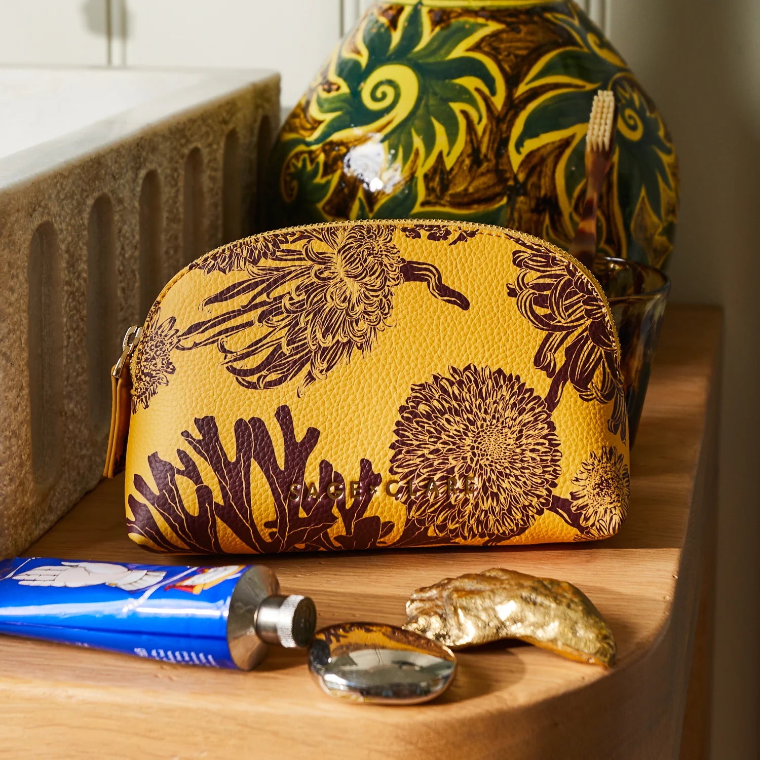 Delphine Cosmetic Pouch (Dune) by Sage & Clare