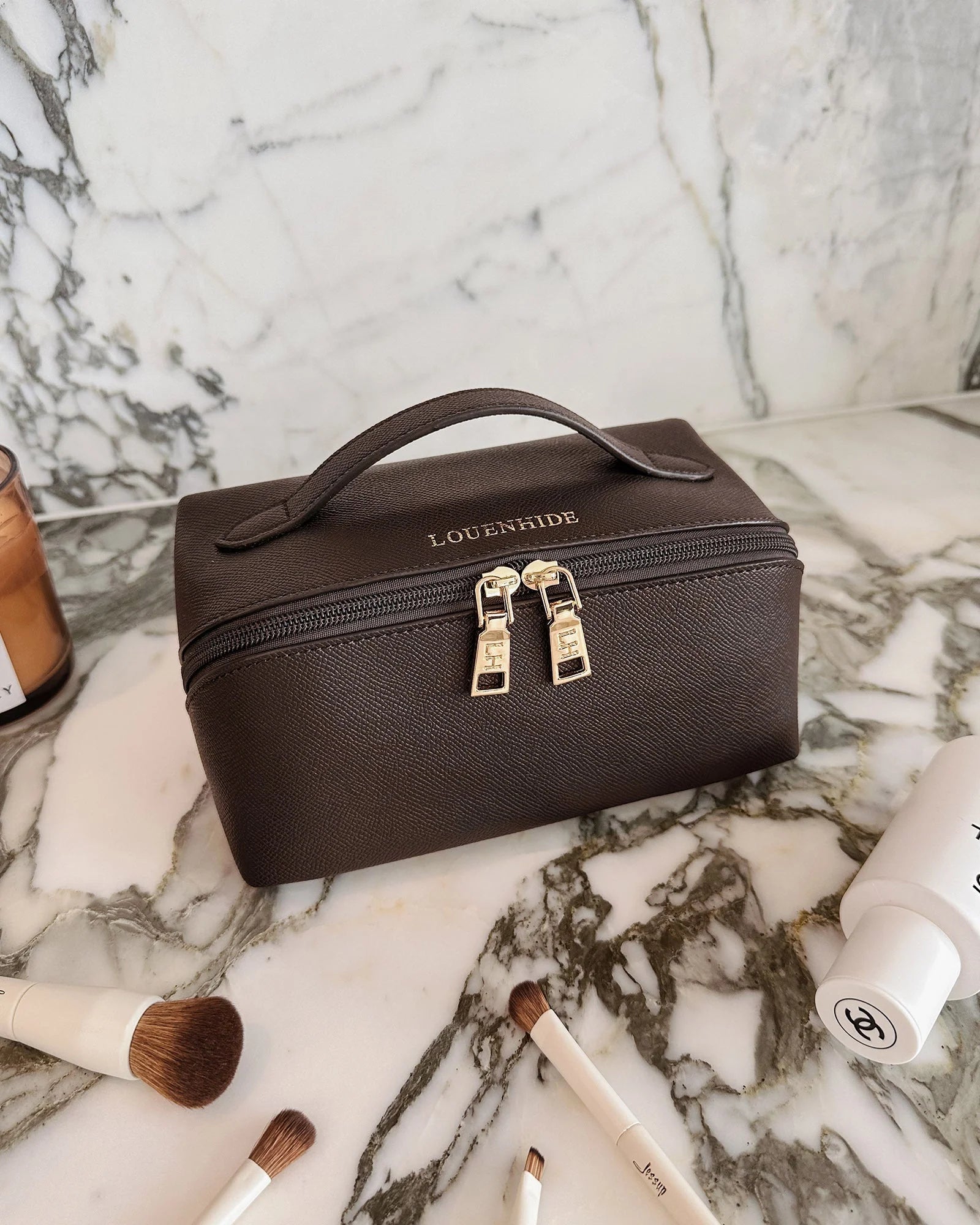 Ellis Makeup Bag (Chocolate) by Louenhide