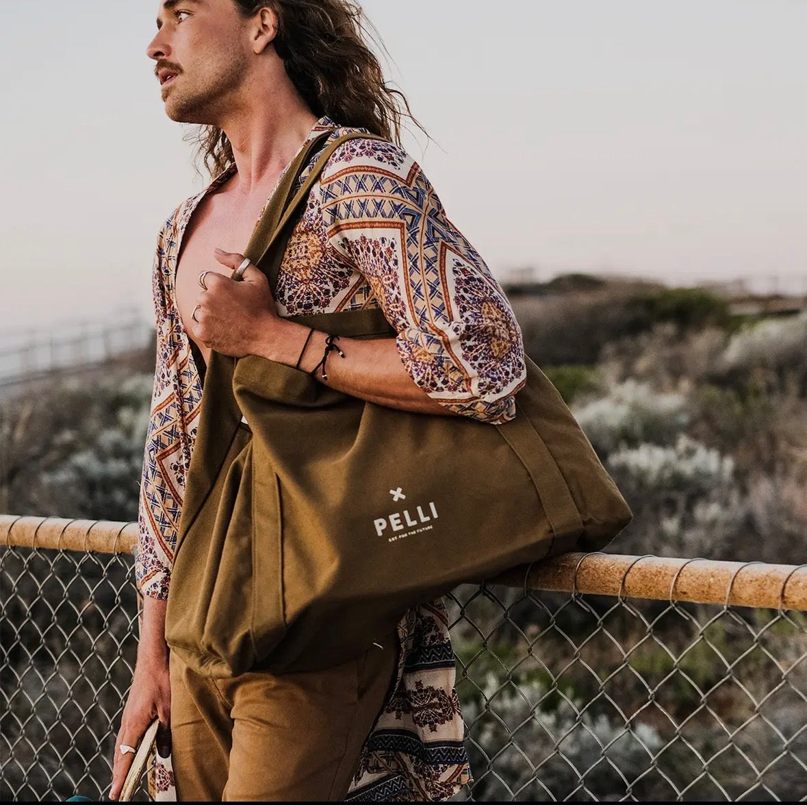 Beachy Keen Waxed Canvas Beach Bag - Chai Tea