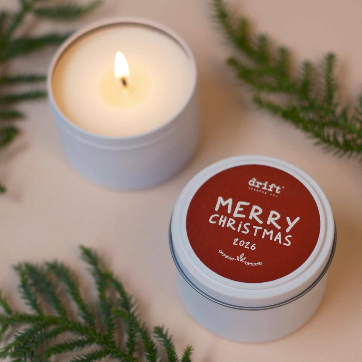 'MERRY CHRISTMAS' - Travel Tin Candle