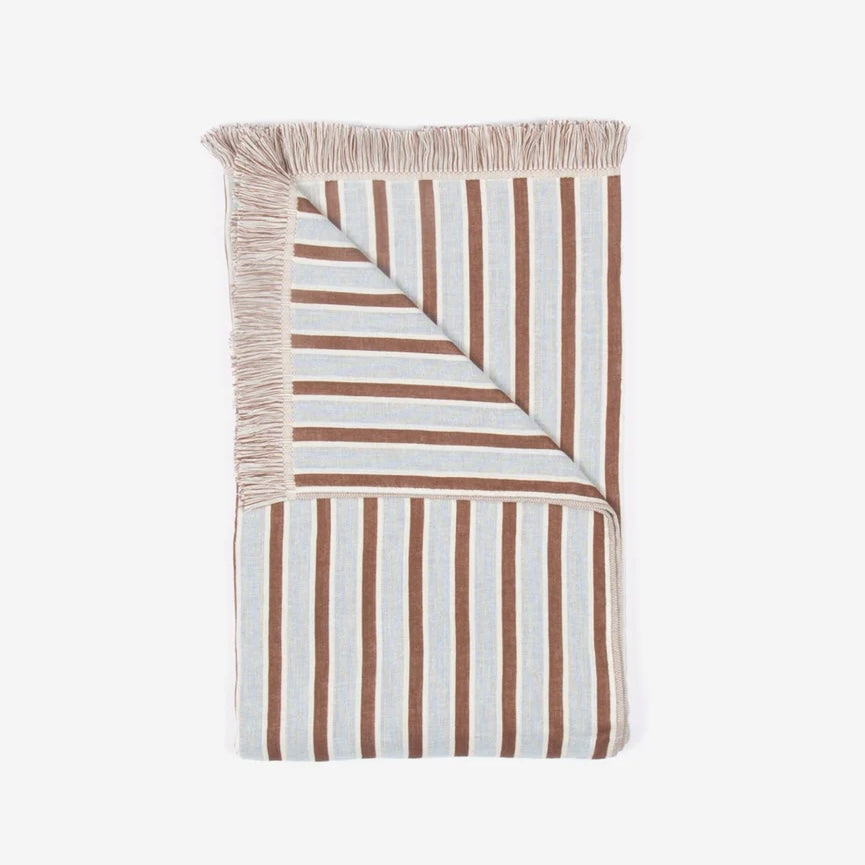 ‘Laguna' Sky Blue & Mocha Towel by Layday