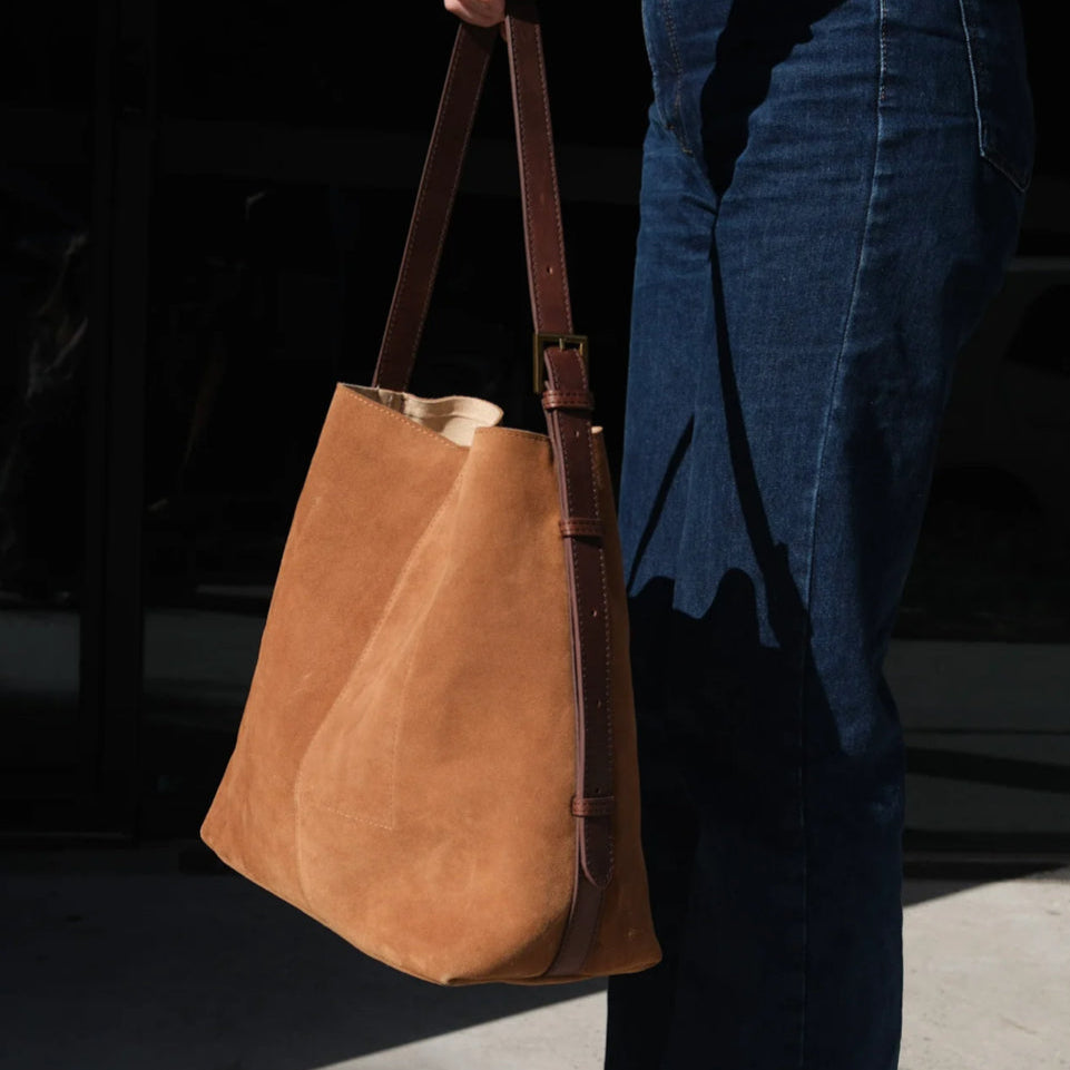 Suede Cabas Tote by Juju & Co - Camel