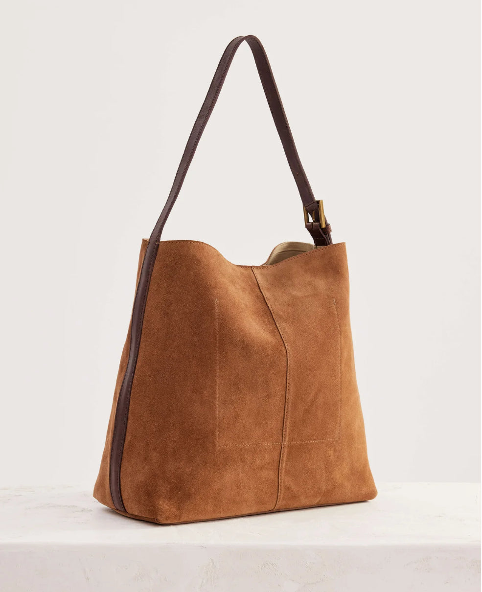 Suede Cabas Tote by Juju & Co - Camel