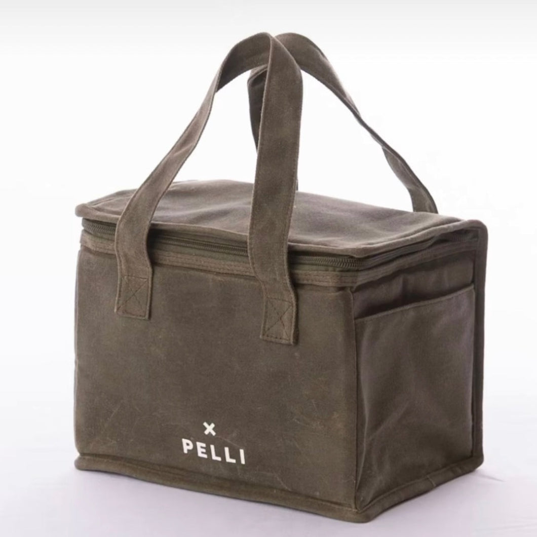 Waxed Canvas Square Lunch Bag by Pelli Bags - Army Green