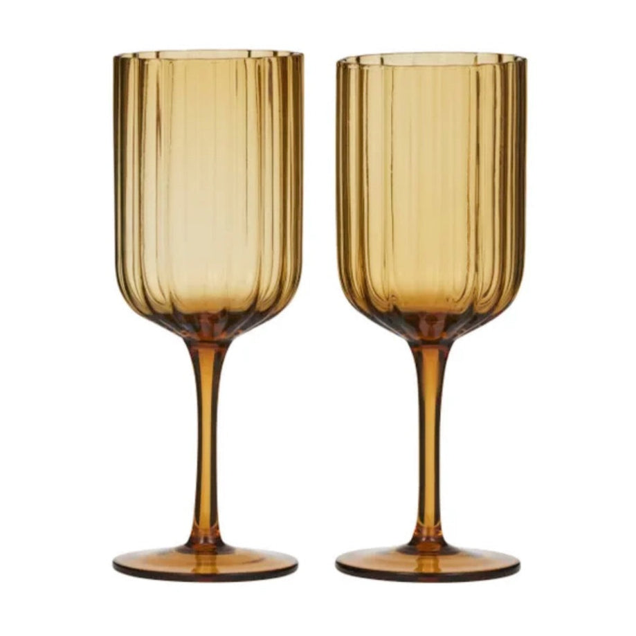 Hazel Wine Glasses - Amber (Set of 2)