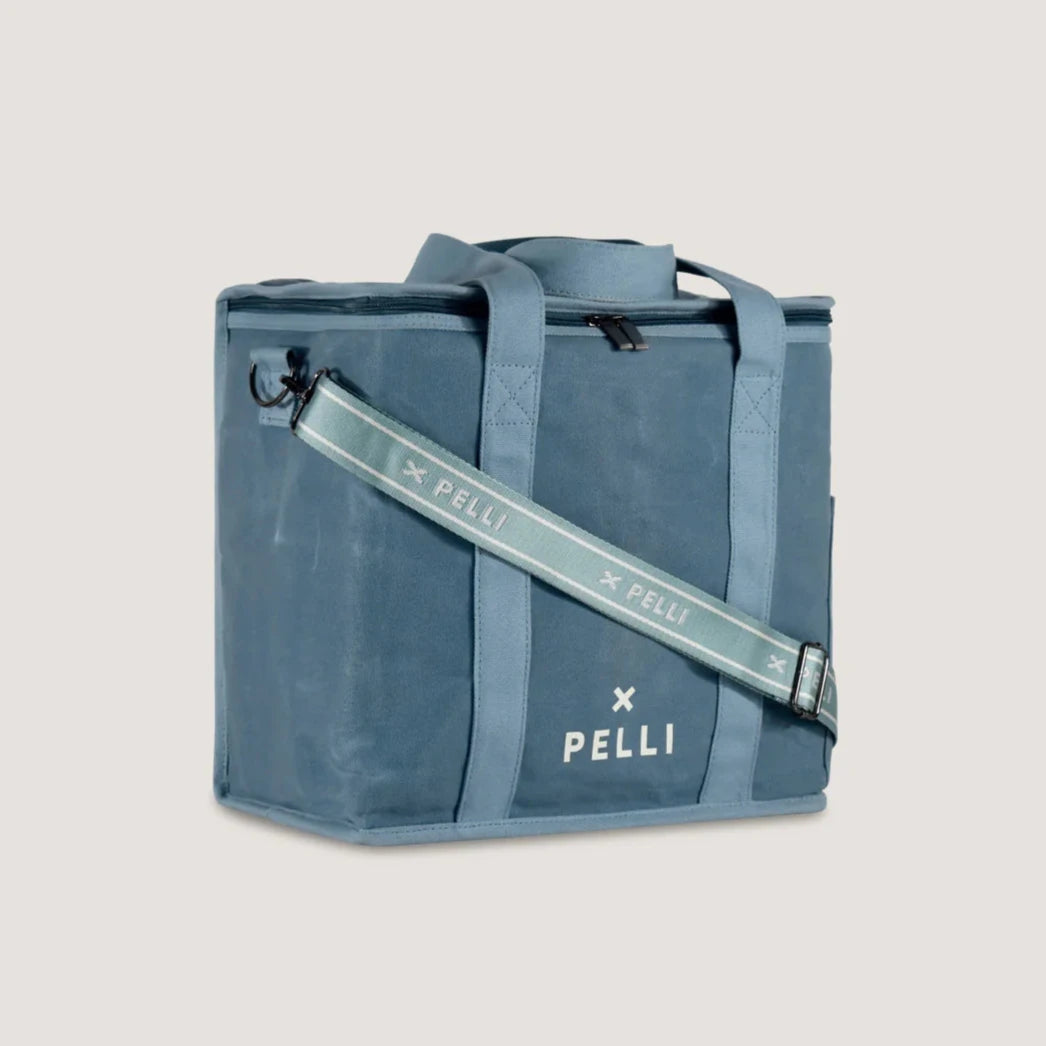 'Ok Chill' Crossbody Cooler Bag with Shoulder Strap in Dusty Blue