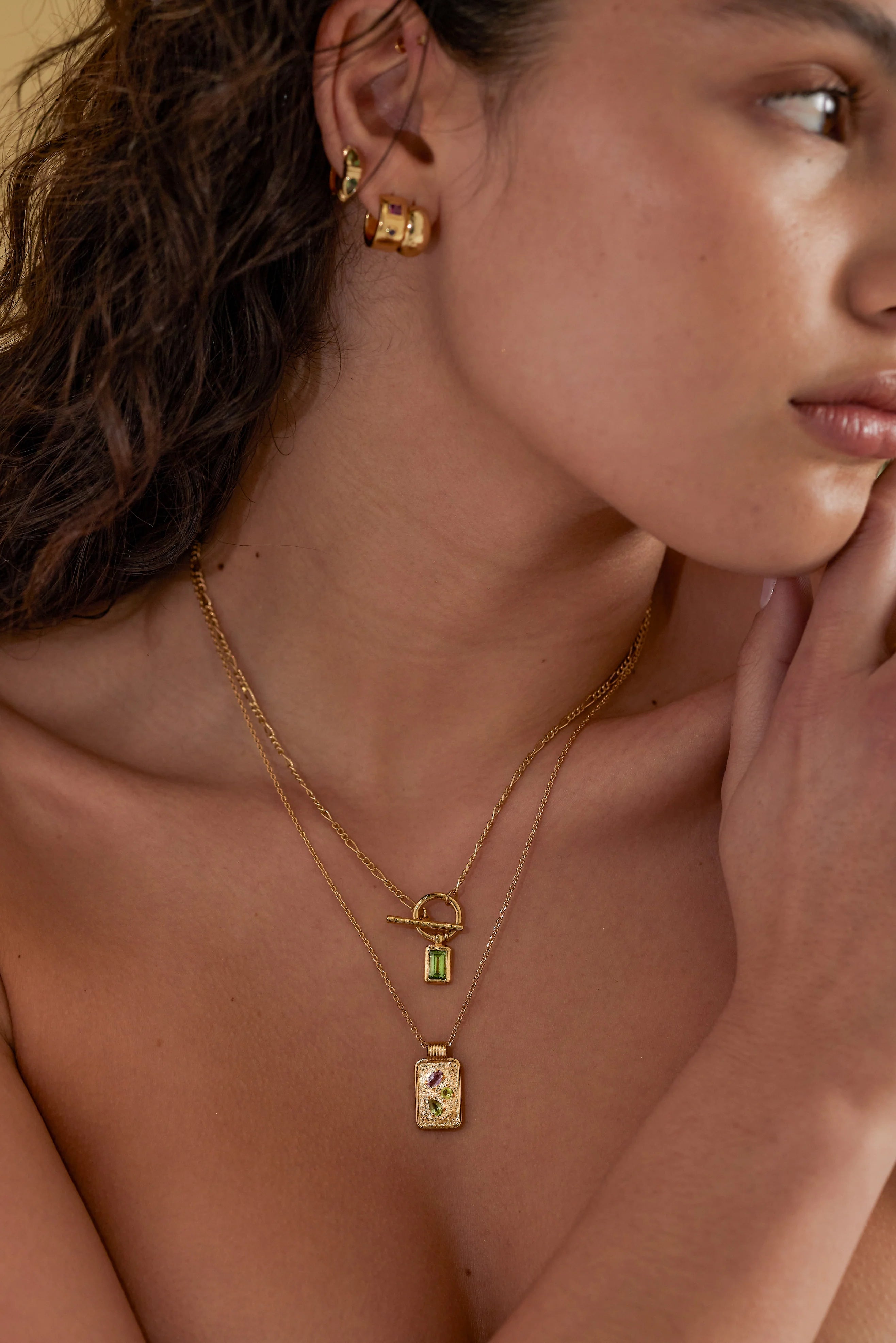 Apatite Gold Toggle Necklace by Toni May