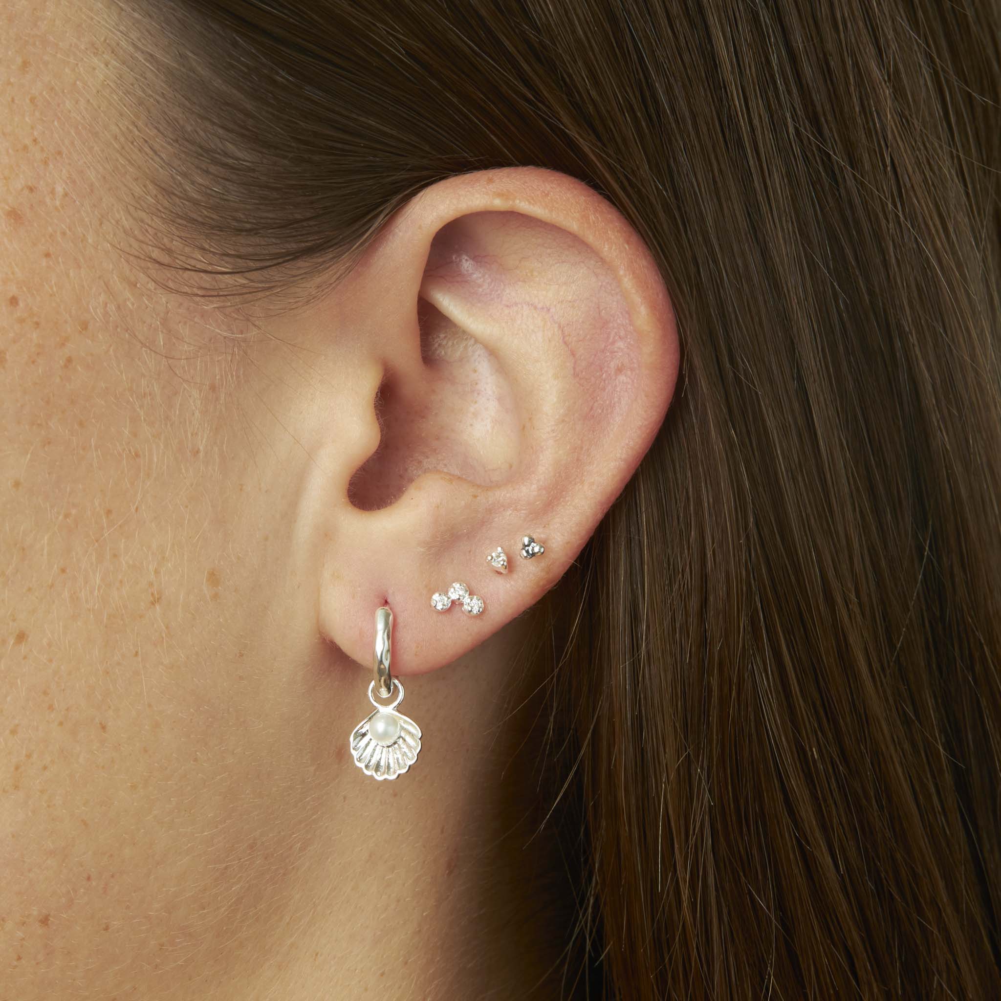 Seashell Earrings with Pearl - Gold or Silver