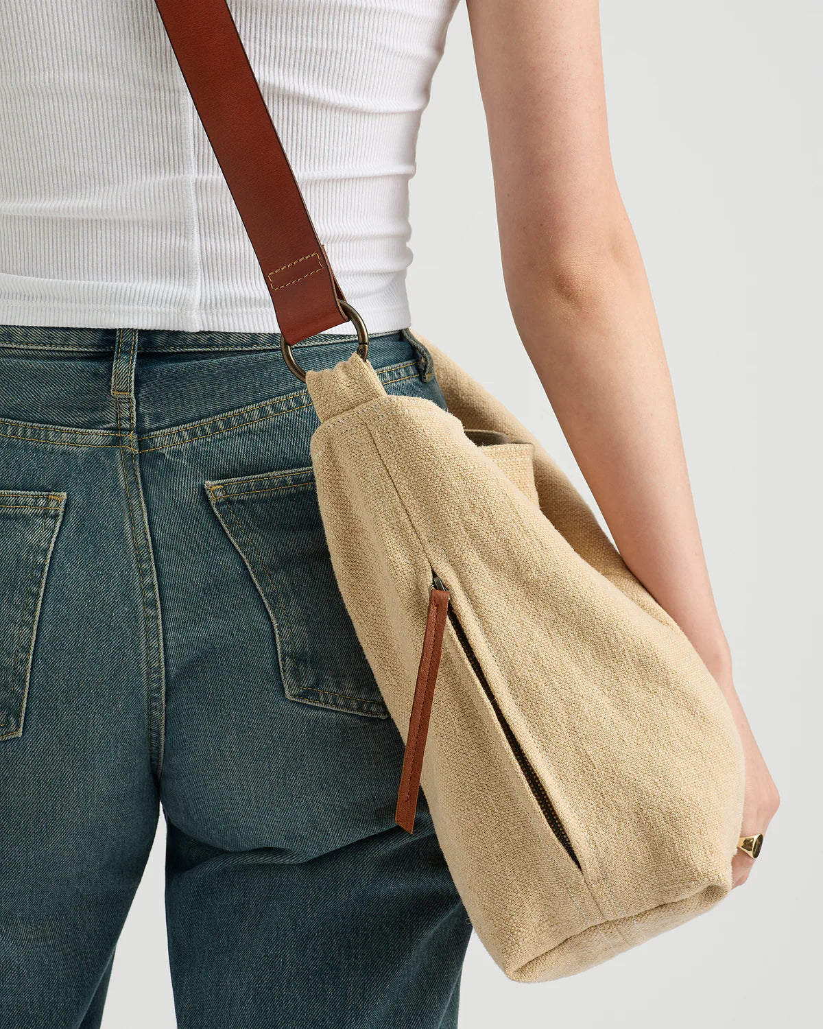 Natural Jute Bag with Leather Strap / Juju & Co