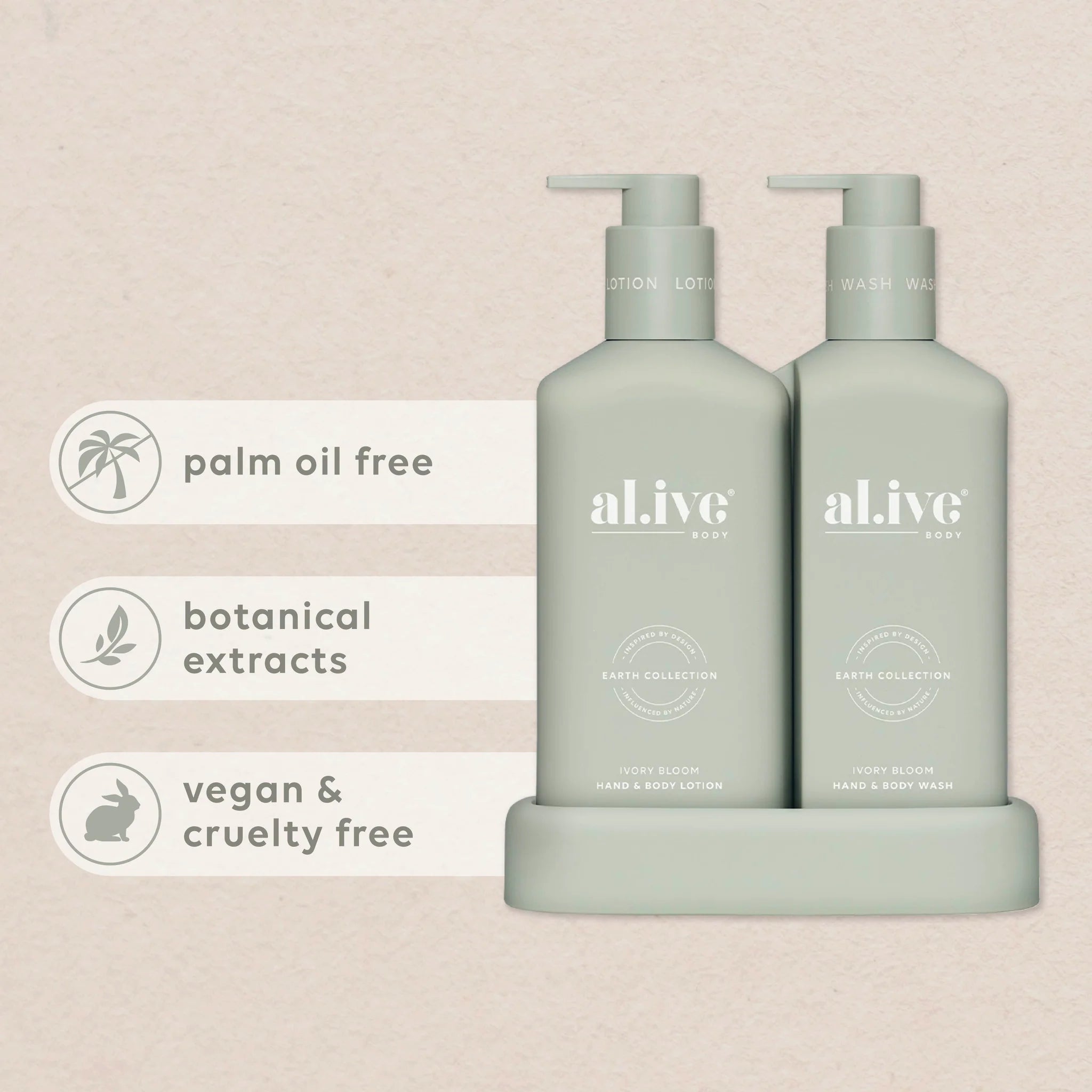 Alive Body - Limited Edition Wash & Lotion Duo & Tray (Compact) - Ivory Bloom
