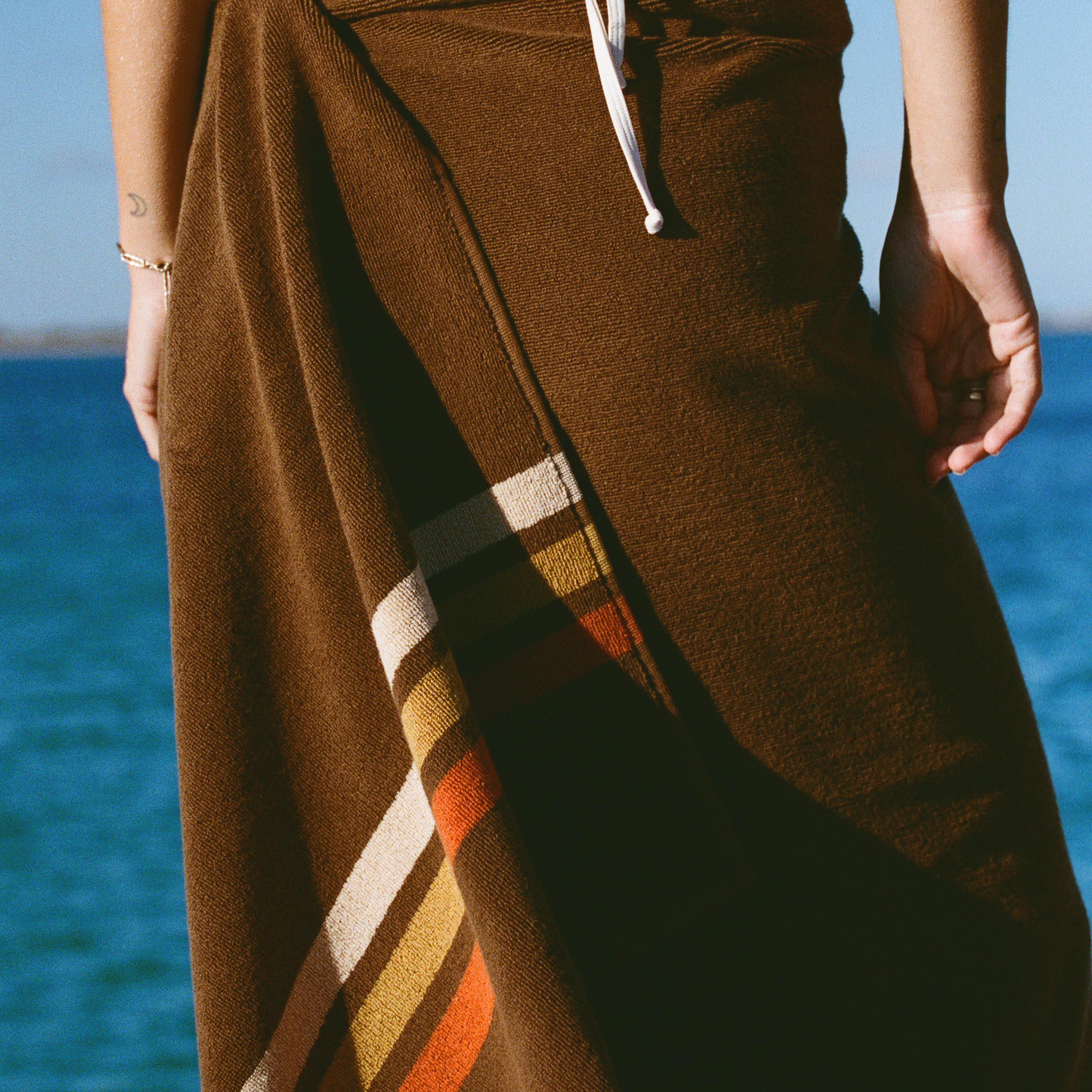 'Pontoon' French Terry Towel in Mocha by Layday