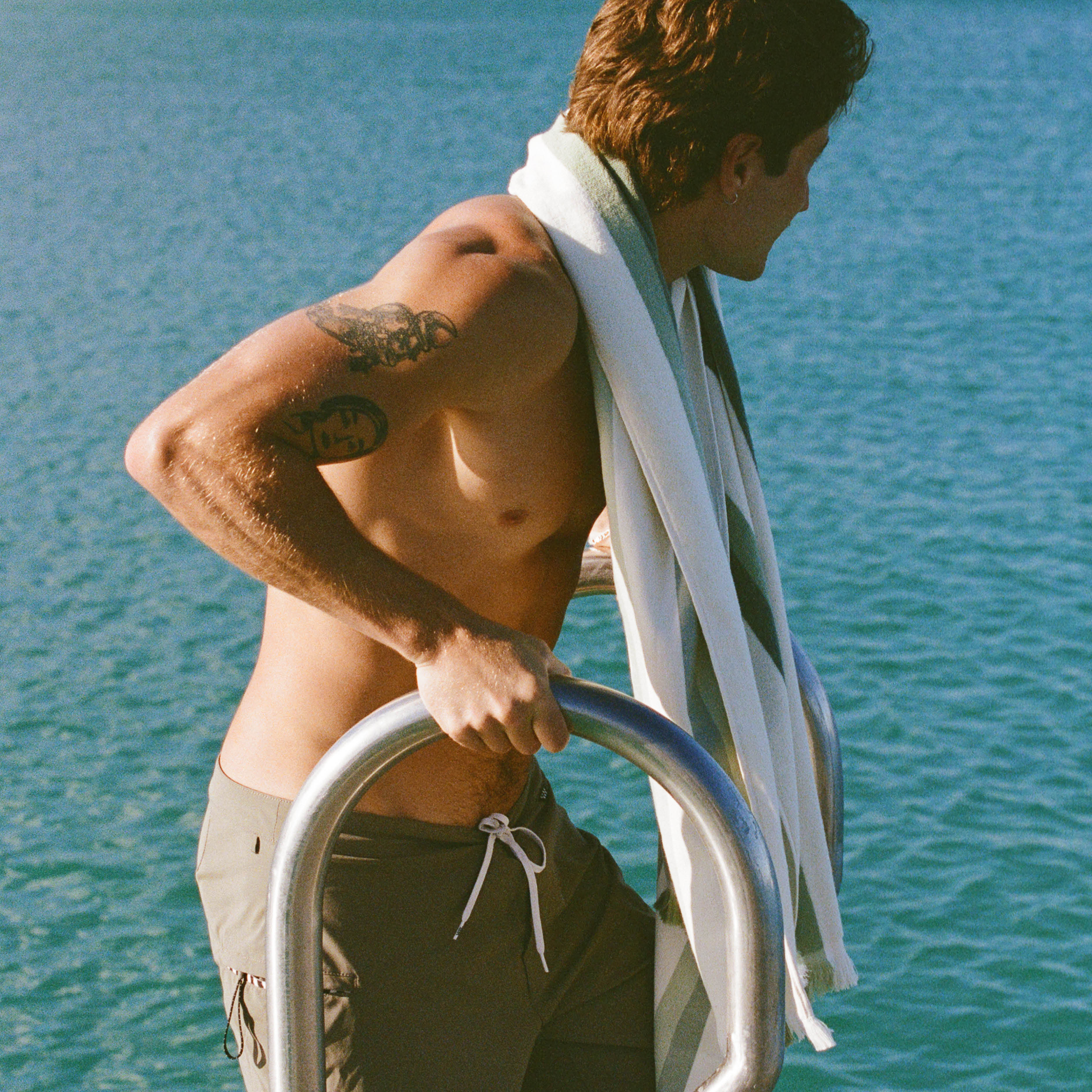 'Shallows/ French Terry Beach Towel - Sage