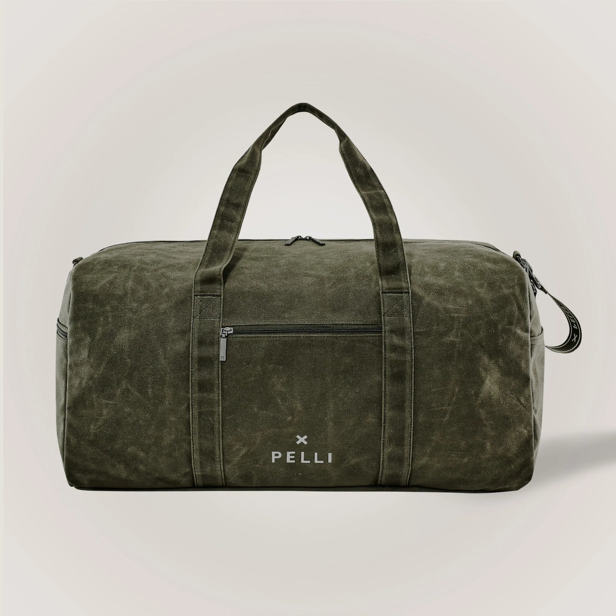 Pelli Overlander - Large Waxed Canvas Duffle Bag in Burnt Olive Green